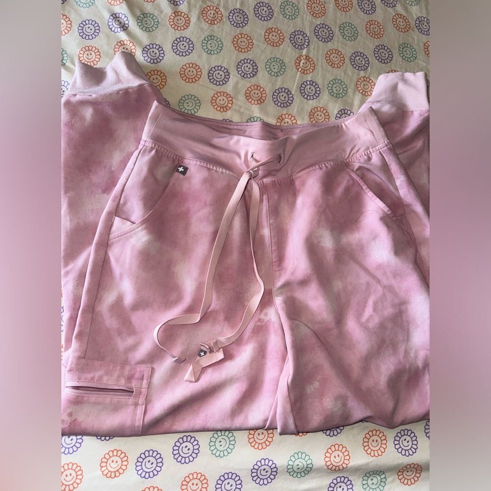 Figs breast cancer tie dye zamora high waist joggers
